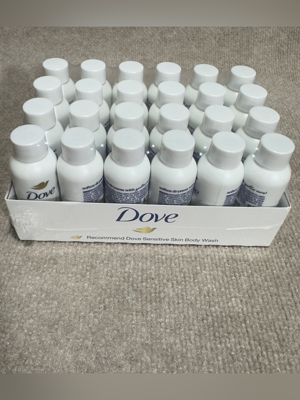 Dove Sensitive Body Wash Kit/24 travel size vacation cruise